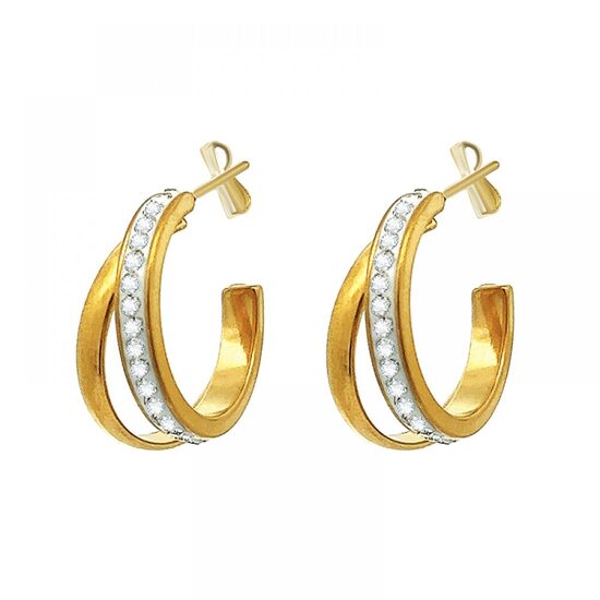 Riņķa auskari ar mirdzošiem kristāliņiem E813